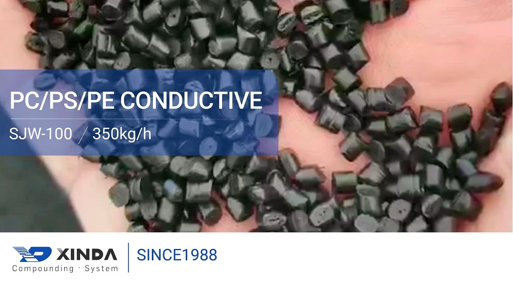 pc ps pe conductive compounds extruder machine video